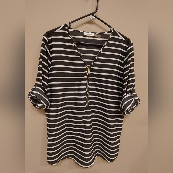 Calvin Klein Black and White Striped Women's Tunic - Picture 4 of 8